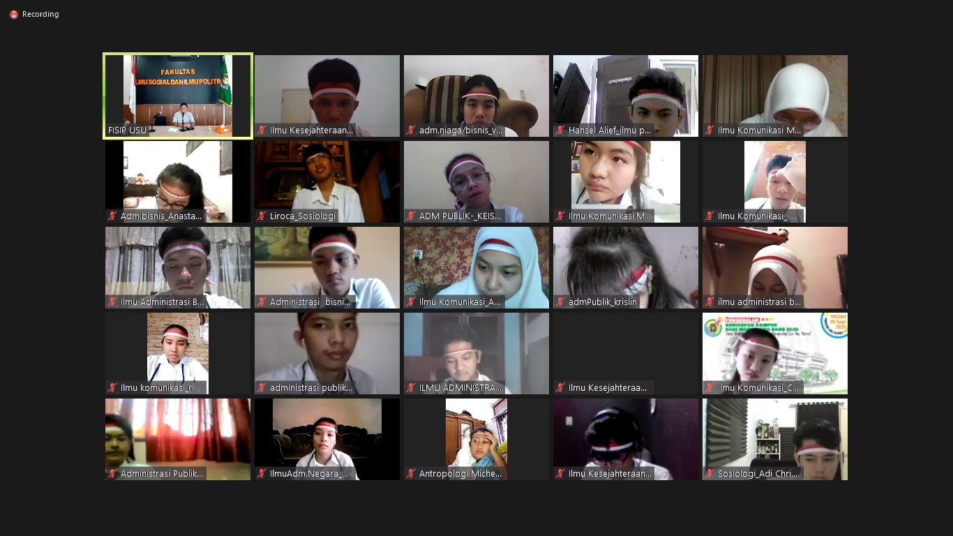 Cuplikan kegiatan PKKMB FISIP USU yang dilaksanakan pada hari pertama. (28/9)  (Sumber foto: Dokumentasi pribadi)